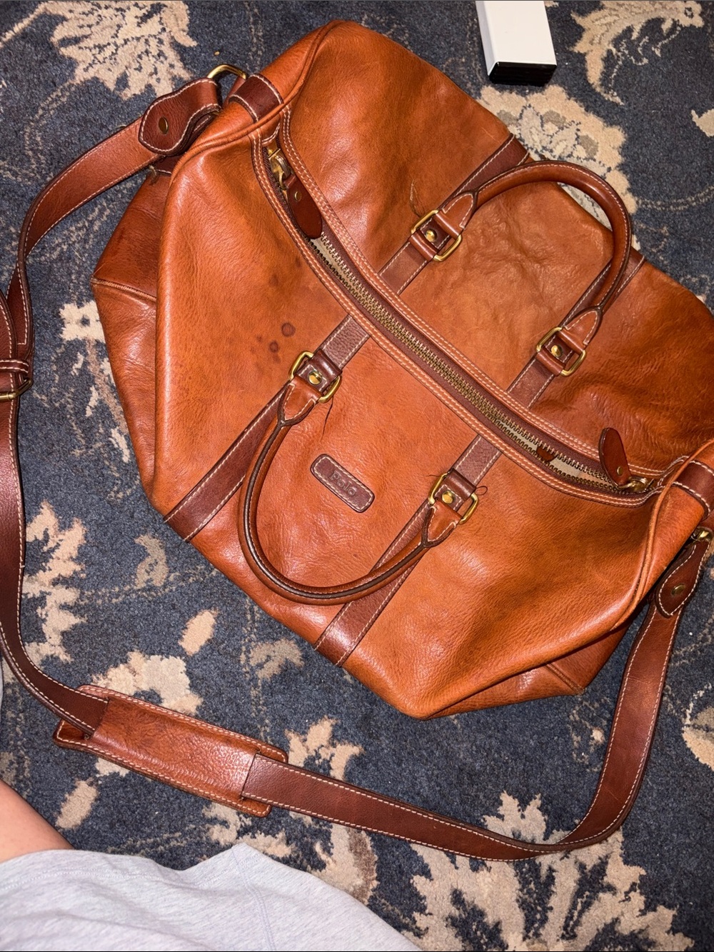Polo Cognac Brown Leather Travel Duffel - Picture 1 of 9